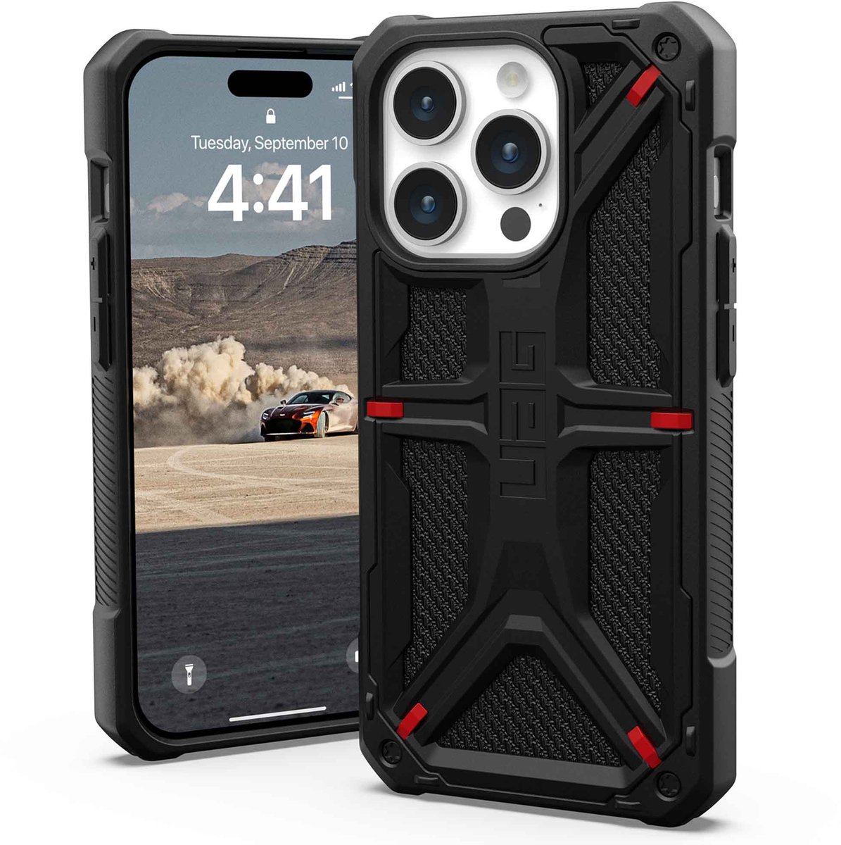 UAG - Monarch geschikt voor iPhone 15 Pro Hoesje - kevlar zwart