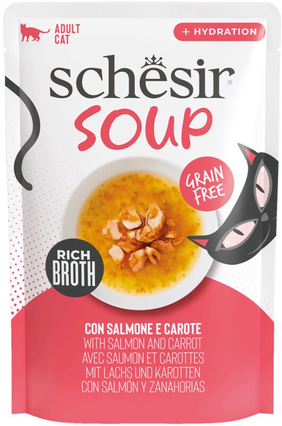Schesir Complementary in Soep Kattenvoer Nat Zalm & Wortel - 12 x 40 gr - Voordeelverpakking