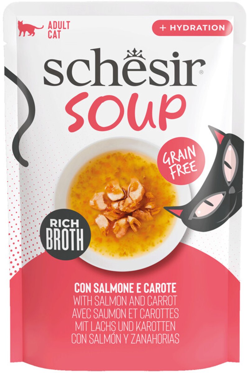 Schesir Complementary in Soep Kattenvoer Nat Zalm & Wortel - 12 x 40 gr - Voordeelverpakking
