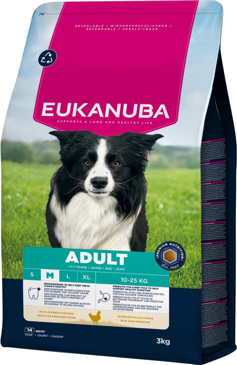 Eukanuba Eukanuba Hondenvoer Droog Life Care Dog Adult Medium Kip - 3 x 3 kg - Voordeelverpakking