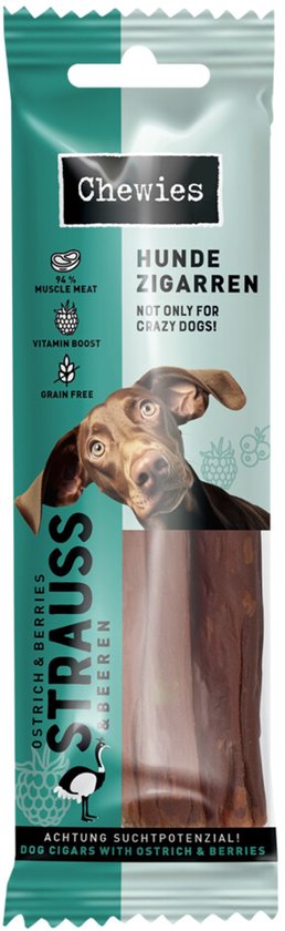 Chewies Hondensigaar Struisvogel & Bessen - 10 x 75 gr - Voordeelverpakking