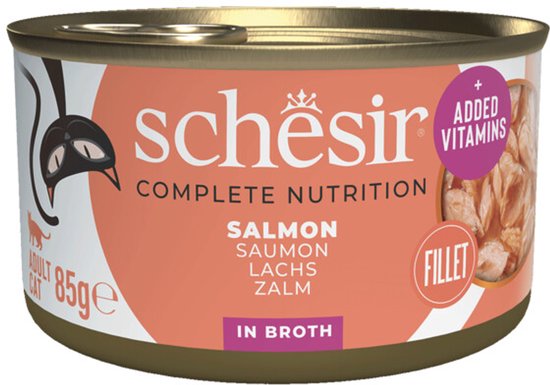 Schesir Kattenvoer Gekookte Zalm - 12 x 85 gr - Voordeelverpakking