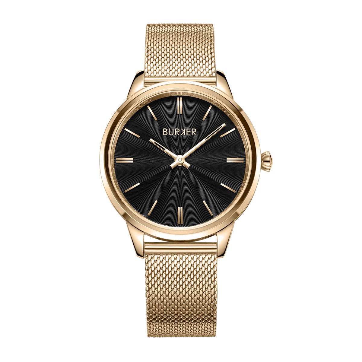 BURKER Emily Horloge Dames - Rond - Goud Zwart - Milanese Band - 36 mm