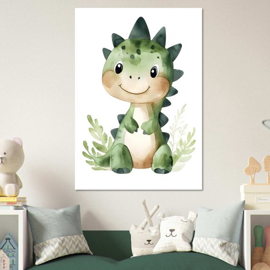 Artfulprints Baby dino kinderkamer Poster 50x70 cm - exclusief lijst