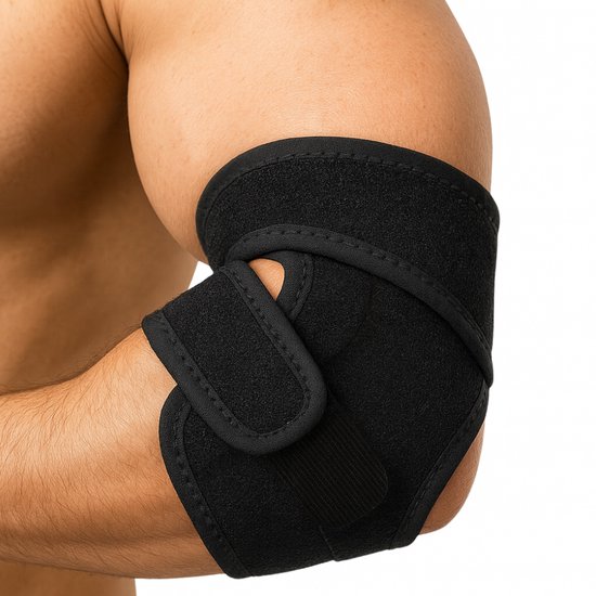 Elleboog brace - Ergonomische Elleboogbrace – Ondersteuning bij Tennisarm, Tenniselleboog & Golfarm – Elleboogbraces - Bandage – One Size Fits All – Comfort & Stabiliteit – Zwart