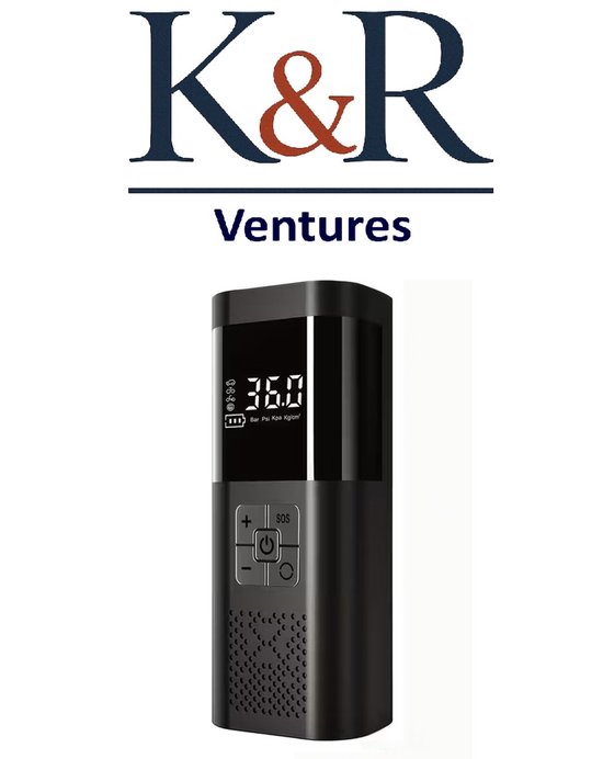 K&R Ventures® Elektrische Fietspomp – Draagbare Luchtcompressor met LED & Digitaal Display – USB Oplaadbare Bandenpomp voor Fiets, Scooter, Auto & Ballen – Compact & Krachtig