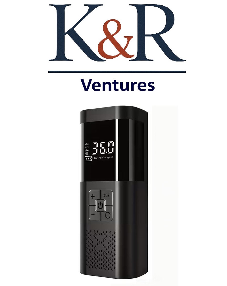 K&R Ventures® Elektrische Fietspomp – Draagbare Luchtcompressor met LED & Digitaal Display – USB Oplaadbare Bandenpomp voor Fiets, Scooter, Auto & Ballen – Compact & Krachtig