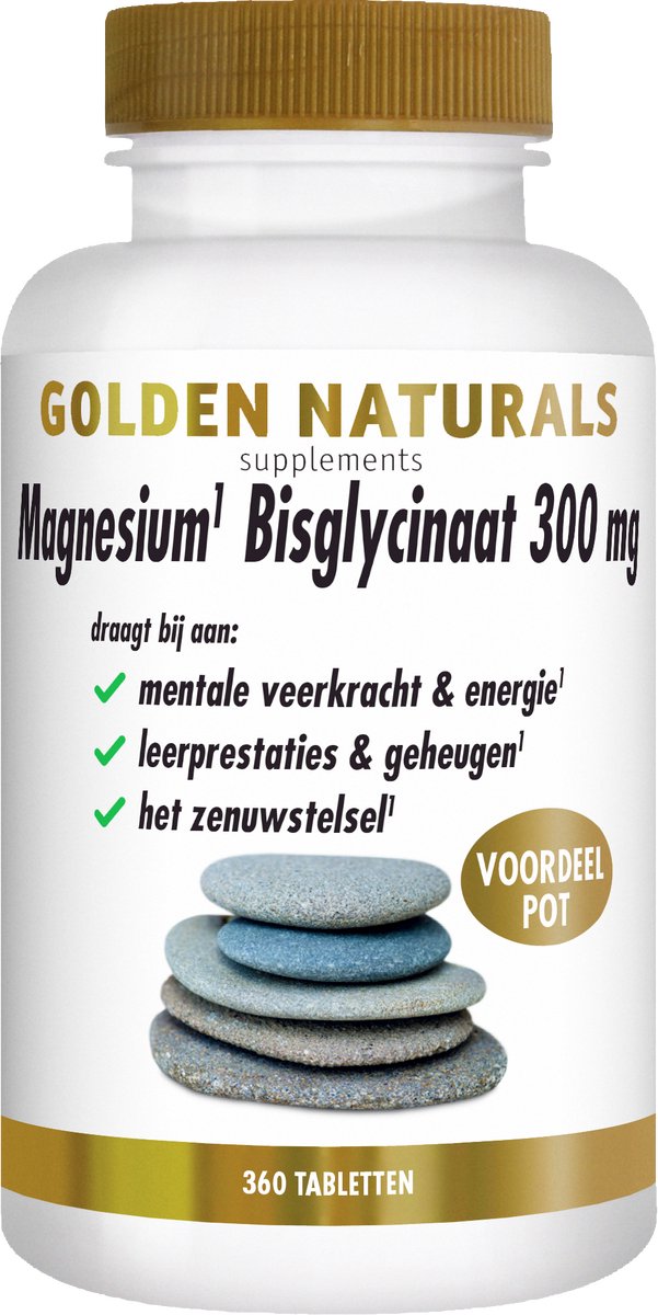 Golden Naturals Magnesium Bisglycinaat 300mg (360 veganistische tabletten)