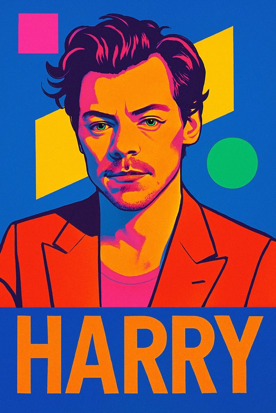 Affiche Harry Styles - Posters Musique - Pop Art - Superstar - Décoration murale murale salon - Papier 180 g/m² - S6435AZ - Dimensions : 50 x 70 cm