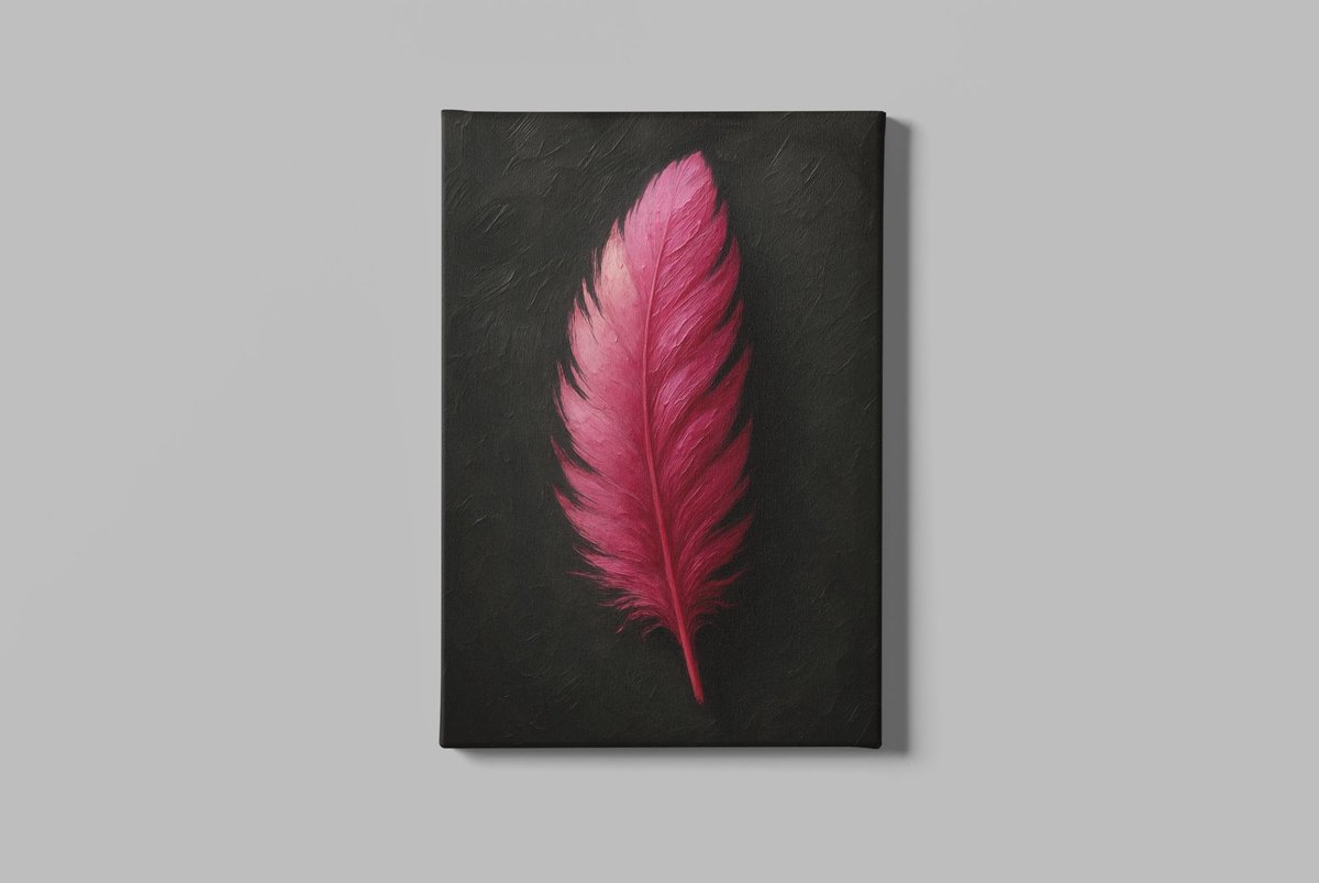Trendex Global Canvas Schilderij - Abstract - Roze Veer - 90x60x2 cm
