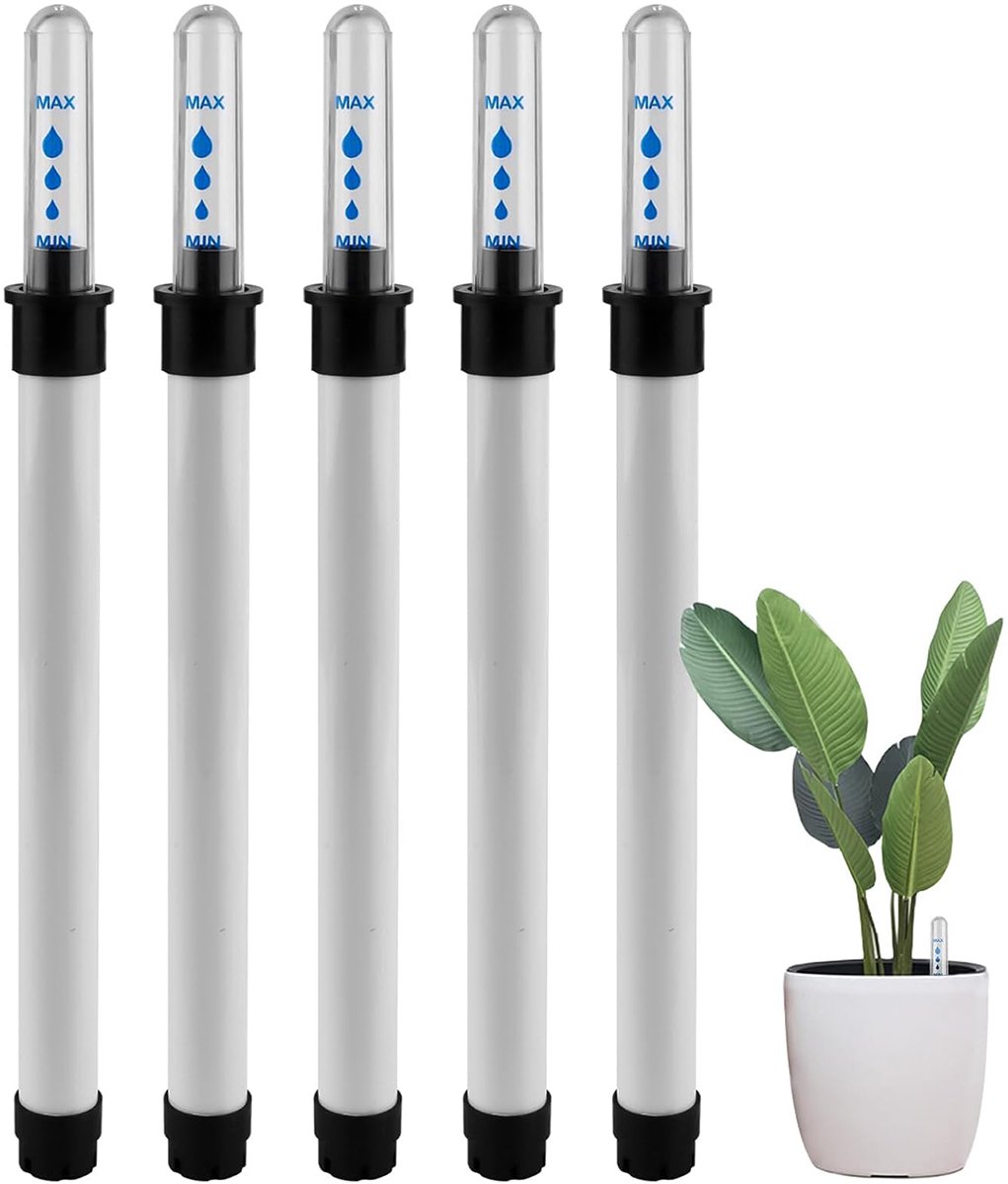 5x Waterniveaumeter voor Bloempotten - 22.8cm - Waterindicator - Met Schaaldop - Vochtigheidsindicator voor Planten - Waterherinnering - Waterniveau-indicator - Bodemvocht Monitoren - Handige Observatie - Geschikt voor Bloempotten, Potplanten - 180ml