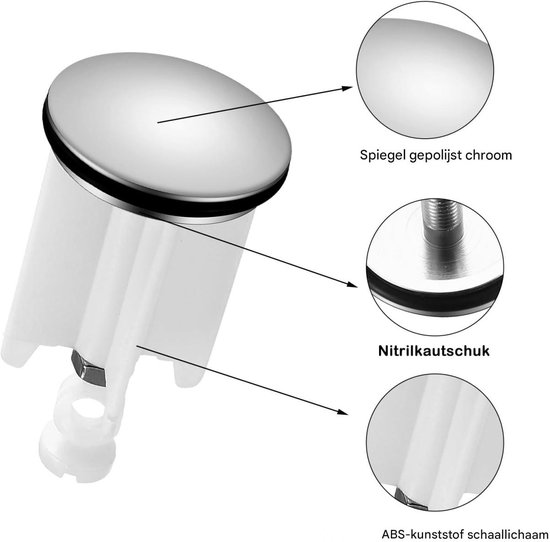 TOVBMUP Gootsteenstoppers - 2-delig - Chromen afvoerstop - Universele ...