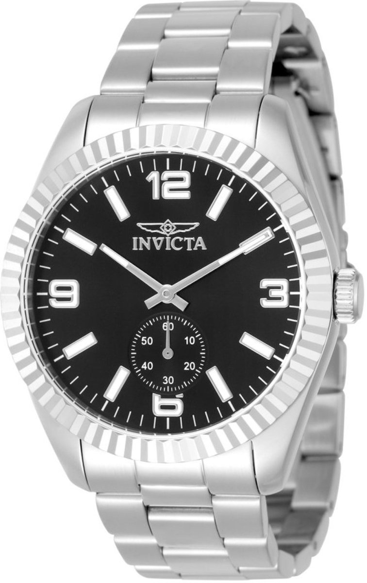 Invicta Specialty 49318 Heren Horloge - Waterdicht - Analoog - Quartz Uurwerk - Roestvrij Staal met zwarte Wijzerplaat - 43mm