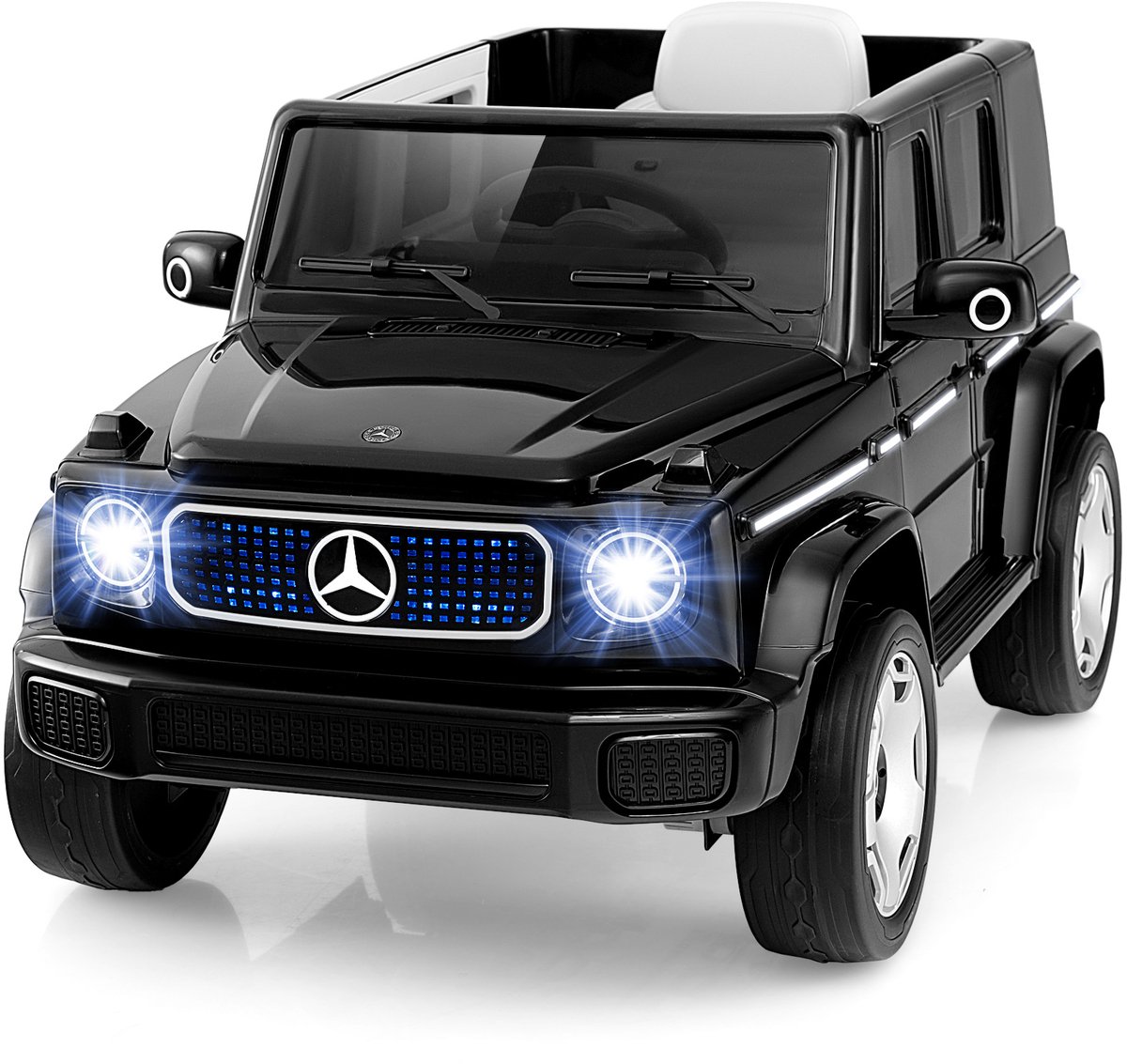 COSTWAY Mercedes-Benz Elektrische kinderauto, 12 V, met 2,4 G afstandsbediening, koplamp, muziek en claxon, elektrische auto voor kinderen vanaf 3 jaar (zwart)