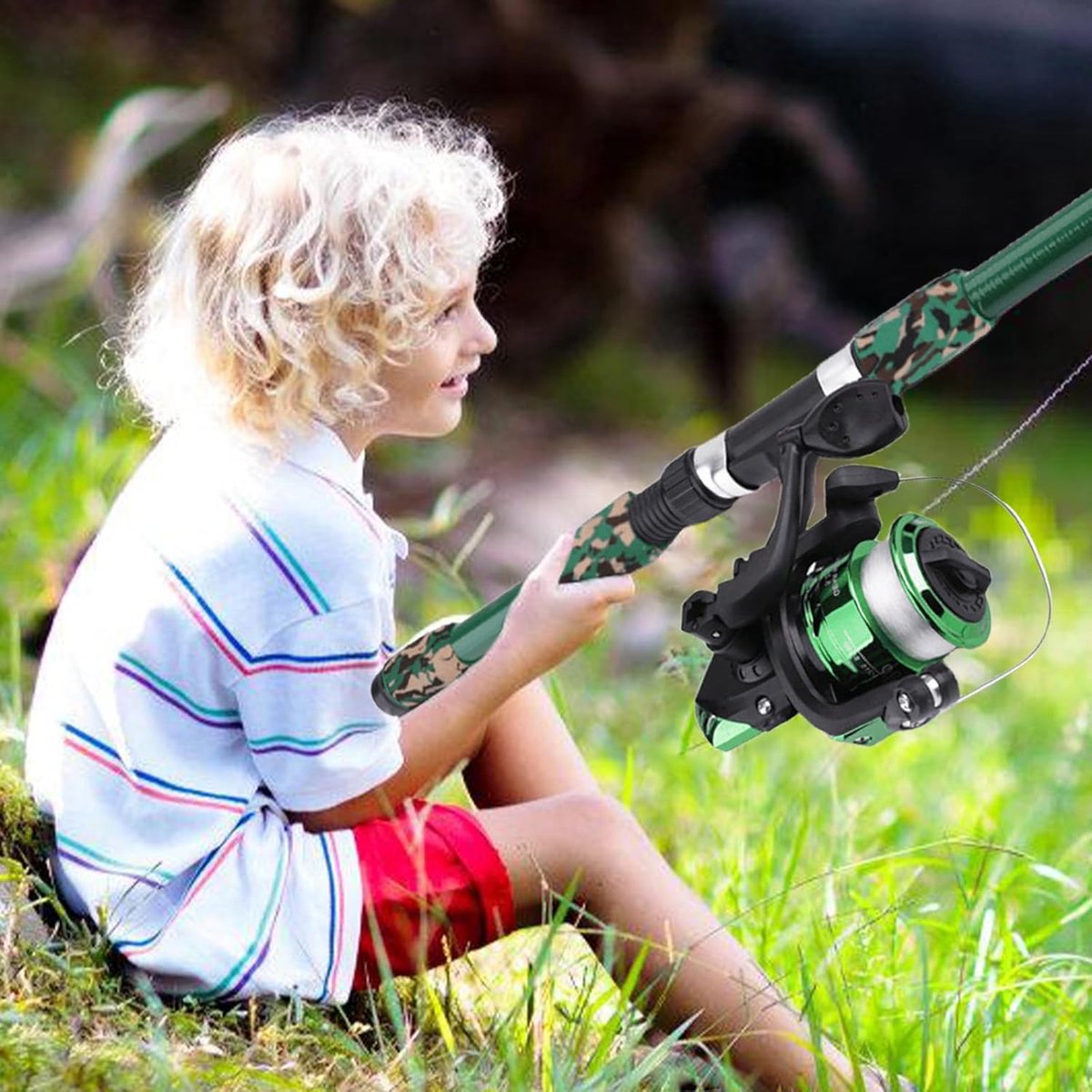 Kit de canne à pêche pour enfants, canne à pêche télescopique portable et moulinet pour garçons, filles, débutants, jeunes