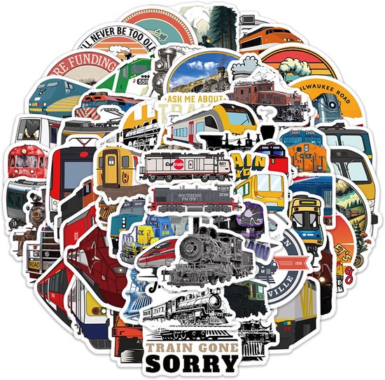 Trein stickers 60 stuks - Stickervellen met Treinen & Locomotiefs - Geschikt voor Laptop, Journal, Muur, Agenda etc. Voertuigen - Leuk cadeau voor de treinenliefhebber