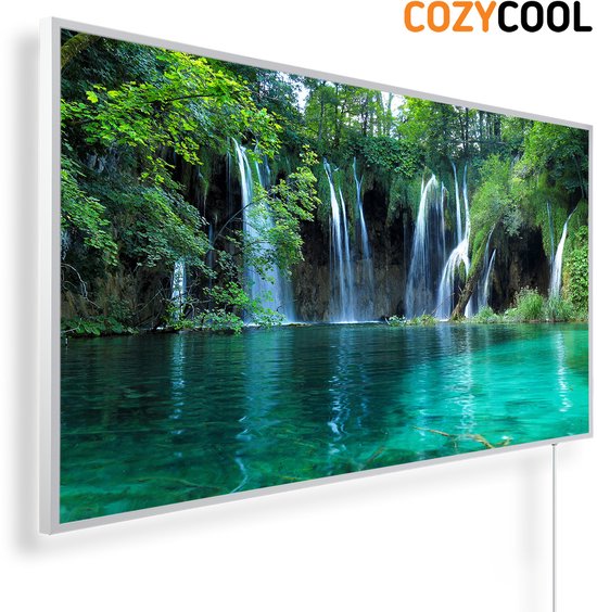Infraroodpaneel met afbeelding | Watervallen Plitvice Nationaal Park Kroatië | 1200 Watt | Witte lijst | Infrarood verwarmingspaneel | Infrarood paneel | Infrarood verwarming