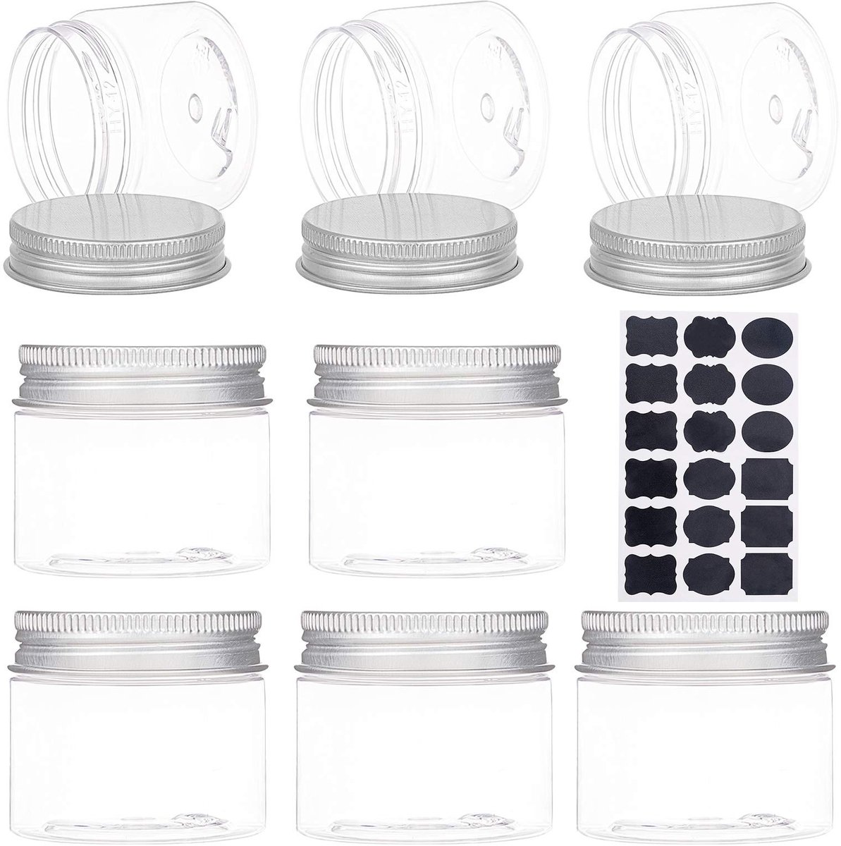 Kunststof Bewaarpotjes 50 ml - Ronde 18 Stuks met Aluminium Schroefdeksels - Geschikt voor Schoonheidsproducten en Knutselwerk