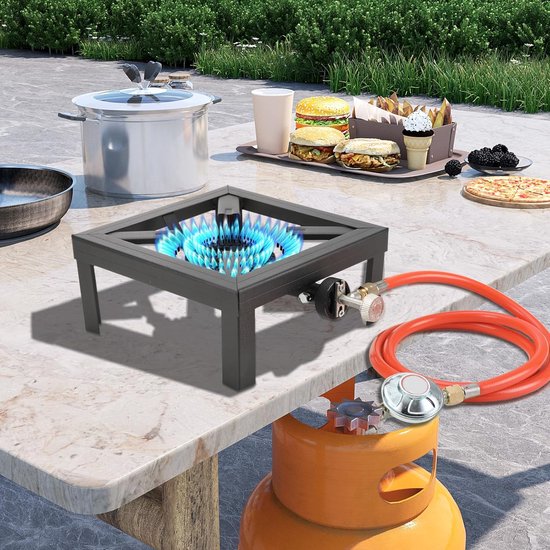 8 KW gasfornuis voor camping en outdoor gebruik - inclusief 1,5 m slang en drukregelaar van Merkloos — afbeelding 3