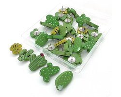 JHubers Goods - Kurkbord push pins set voor foto's en muurkaarten - 30 stuks - Cactus decoratie - Thuiskantoor en klaslokaal - Decoratieve planten