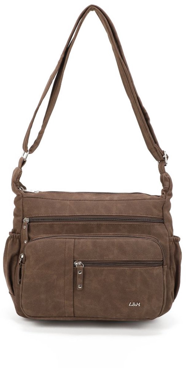 Dames Schoudertas Bruin - Crossbody Tas Vrouwen - Schoudertasje Veel Vakken - Trendy Schoudertassen