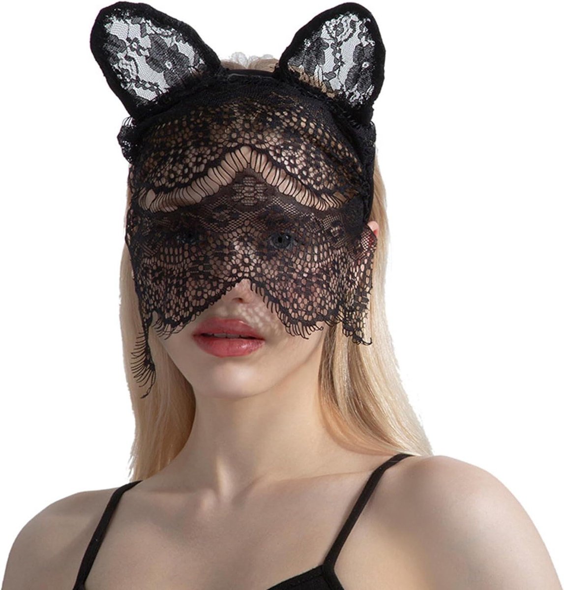 JHubers Goods - Kanten huidmasker voor feest en Halloween - Maskerade hoofdband met zwarte sluier