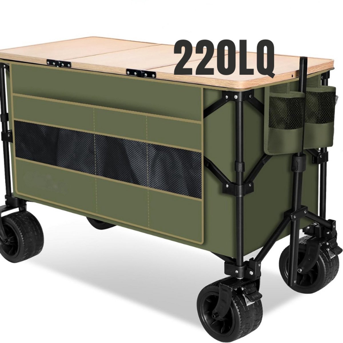 Thuys – Hand Truck Garden Trolley – Opvouwbare Outdoor Utility Truck – Strandwagen 220L – Heavy Duty All Terrain Wielen