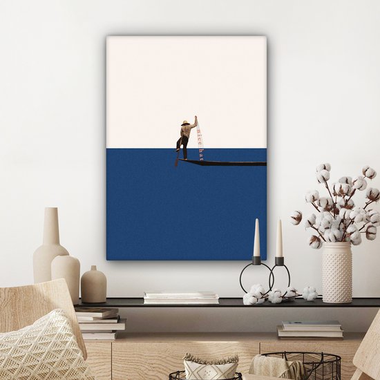 Toile - Abstrait - Bateau - Mer - Texte - Chapeau - Abstrait - 60x80 cm - Canvasdoek - Peinture sur toile