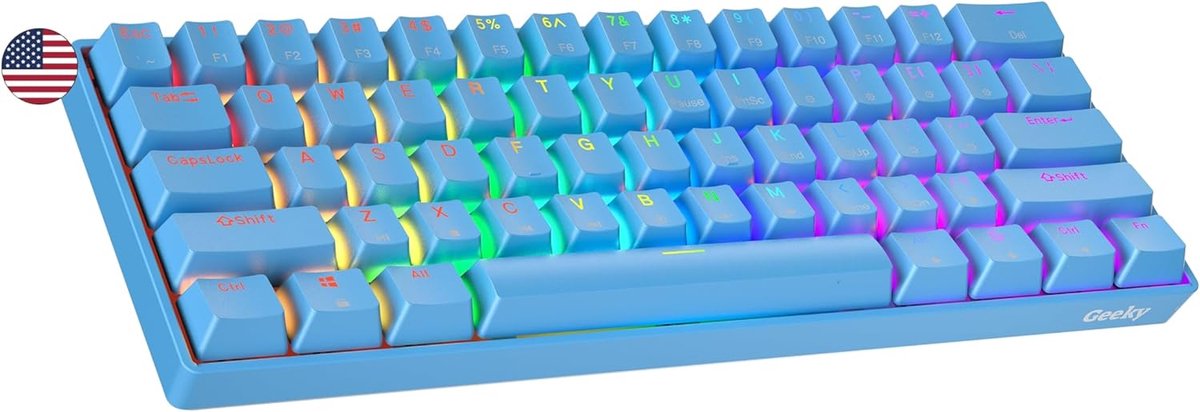 Mechanisch Gaming Toetsenbord 60% met RGB Achtergrondverlichting en Afneembare Type-C Kabel