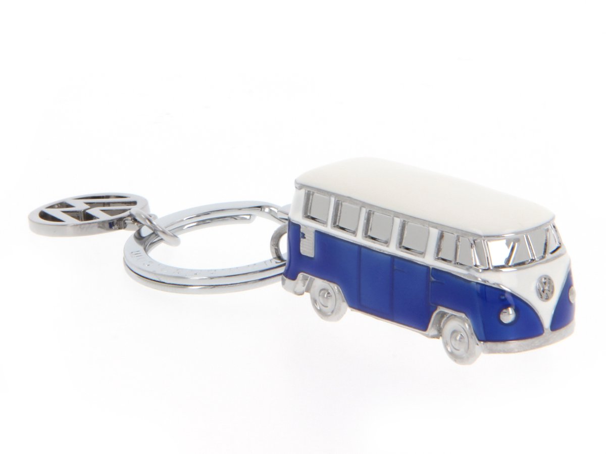 BRISA VW Collection - Volkswagen geëmailleerde 3D metalen sleutelhangerring sleutelaccessoire in T1 Bulli Bus-design (blauw)