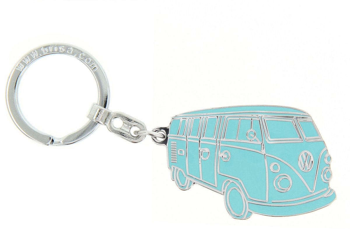 BRISA VW Collection - Volkswagen metalen sleutelhanger-ring sleutelaccessoire sleutelhouder in T1 Bulli Bus-design (Silhouette/Pink)