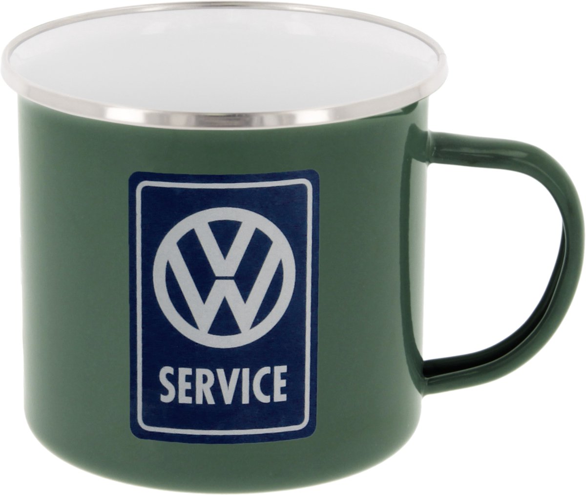 VW Service Emaille. Emaille Drinkbeker.