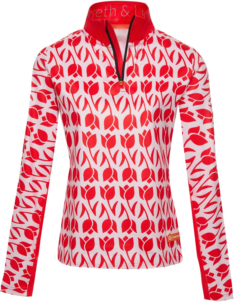 Gareth & Lucas Skipully The One Hundred and Sixteen Dames 100% Gerecycled Polyester Midlayer Sportshirt Wintersport Rood