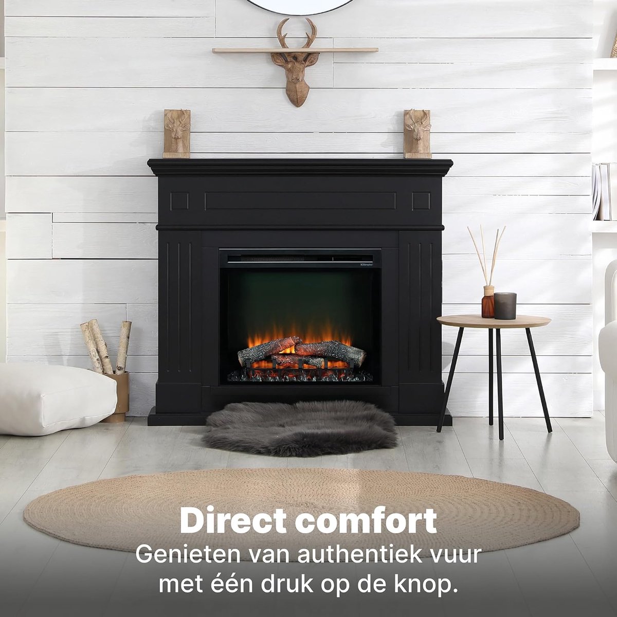 Aurora Flame XHD28 – Luxe Elektrische Inbouwhaard 28" – 1400W – Realistisch Optiflame Vlameffect – LED Verlichting – Verwarmingsfunctie – Inclusief Afstandsbediening – Moderne Wandhaard – Zwart Metaal – Stil & Energiezuinig HomeByNicole