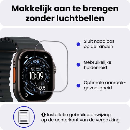 Screenprotector - 3 Stuks - Geschikt voor Apple Watch Ultra 3 (49 mm) - Sterk & Shockproof - Tempered Glass - Gehard Glas - Beschermglas Screen Cover - Bescherm Protector voor Smartwatch