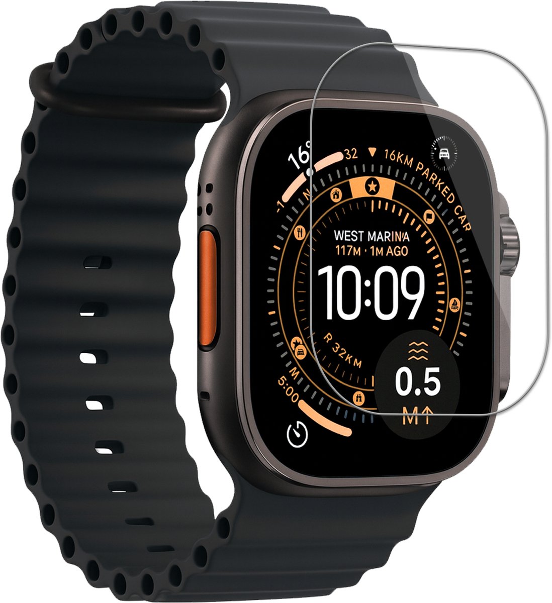 Screenprotector - Geschikt voor Apple Watch Ultra 3 (49 mm) - Sterk & Shockproof - Tempered Glass - Gehard Glas - Beschermglas Screen - Bescherm Protector - Cover voor Smartwatch