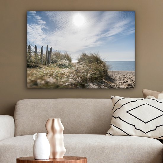 Tableau sur toile Soleil - Nuages ​​- Plage - 80x60 cm - Décoration murale