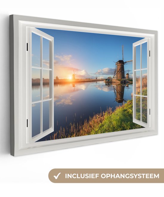 Peintures sur toile See Through - Water - Moulin à vent - 90x60 cm - Décoration murale