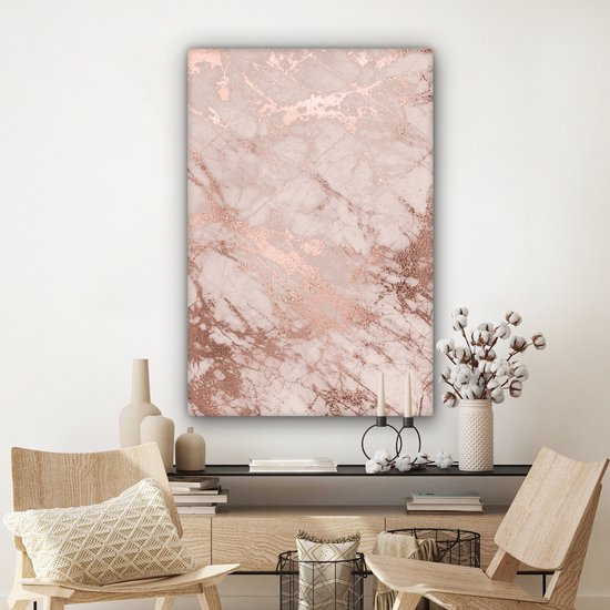 Peintures sur Toile Marbre - Rose - Luxe - 80x120 cm - Décoration murale