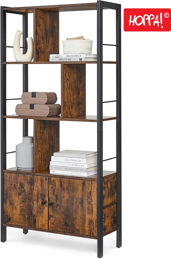 Hoppa! - Bibliothèque avec 4 étagères ouvertes - Bois - Marron