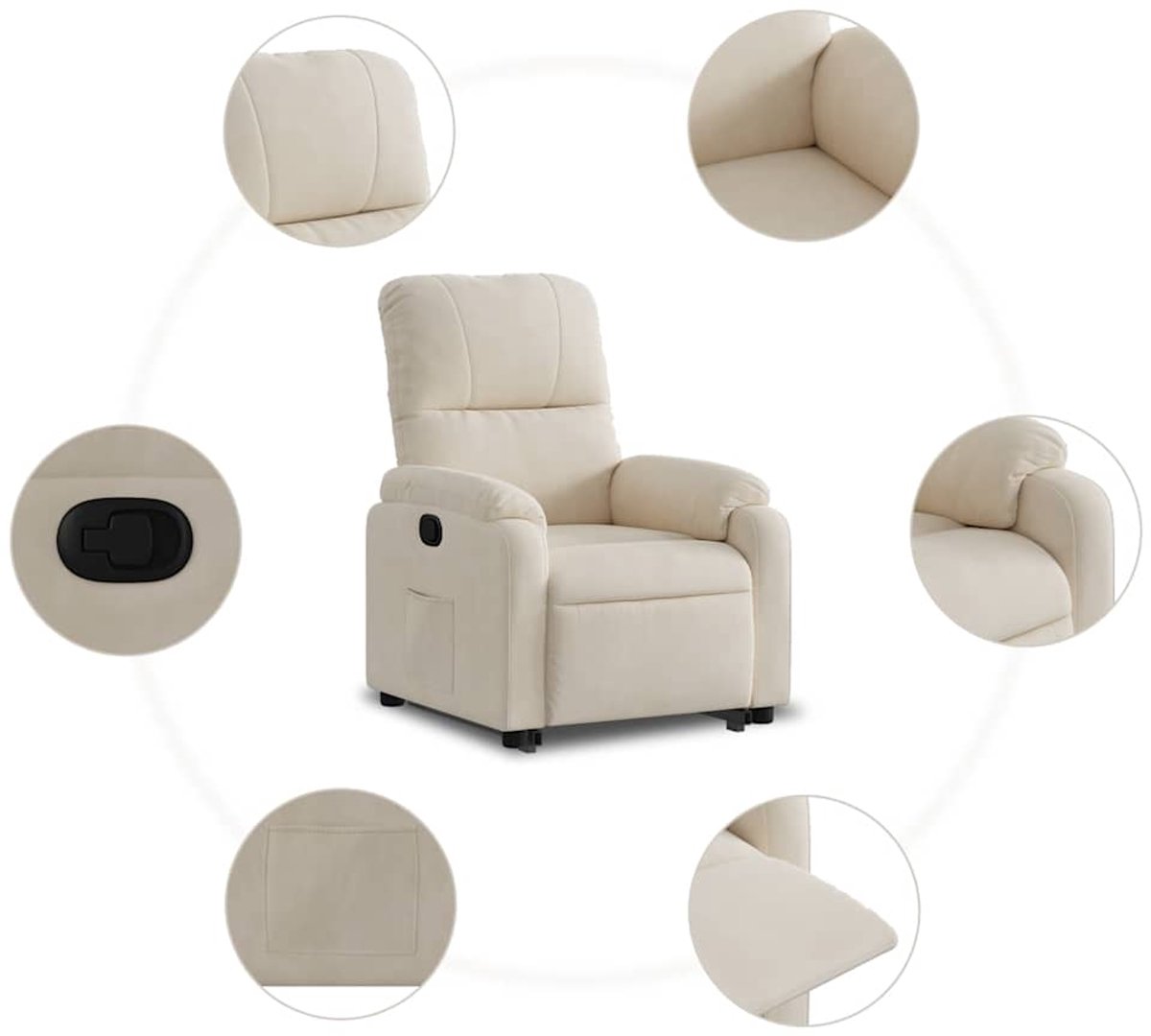 vidaXL - Sta-op-stoel - verstelbaar - microvezelstof - beige – foto 6