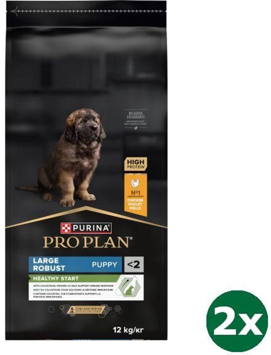 2x12 kg Pro plan puppy large breed robuust kip/rijst hondenvoer