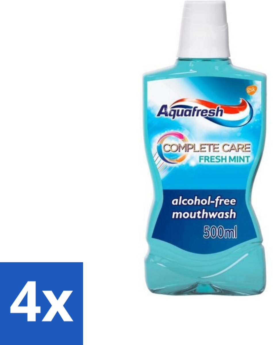 4 x Aquafresh Complete Care Mondwater - Fresh Mint - 500 ml - Mondwater - Tandenpoeder - Tandenborstel - Gebit - Tandplak