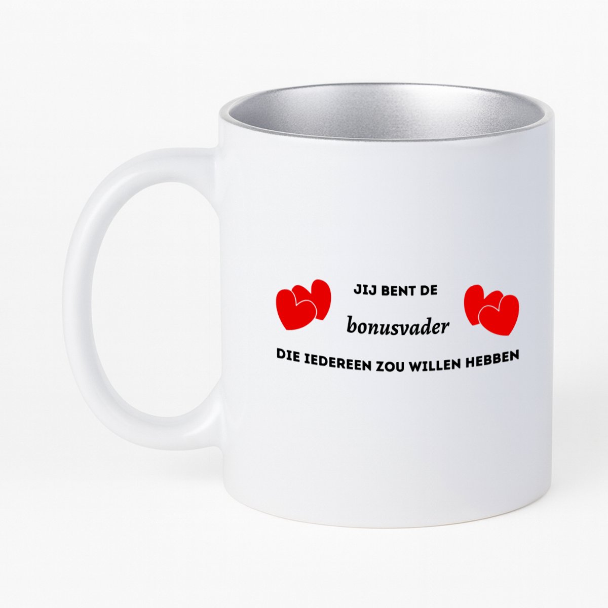 Hacebo® - jij bent de bonusvader die iedereen zou willen hebben koffiebeker met zilver kleurige binnenkant - geweldige bonusvader - thee mok - koffie beker - liefste bonusvader - verjaardag - cadeau - kado - bedankje - koffiemok - 330 ML