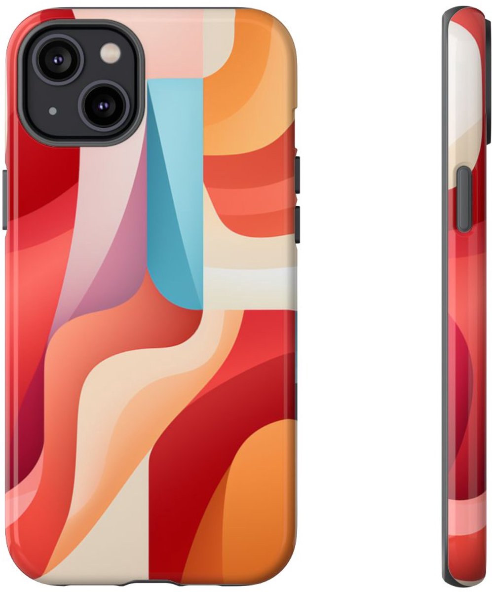 Abstracte Kleurrijke Gebogen Vormen – Telefoonhoesje Geschikt voor iPhone 14 Plus