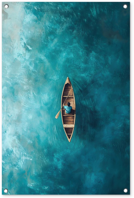 Affiche de jardin 60x90 cm - Décoration de jardin Bateau - Water - Blauw - Affiche pour le jardin - Décoration extérieure - Tableau pour clôture de jardin - Décoration murale sur toile pour jardin - Décoration murale pour balcon