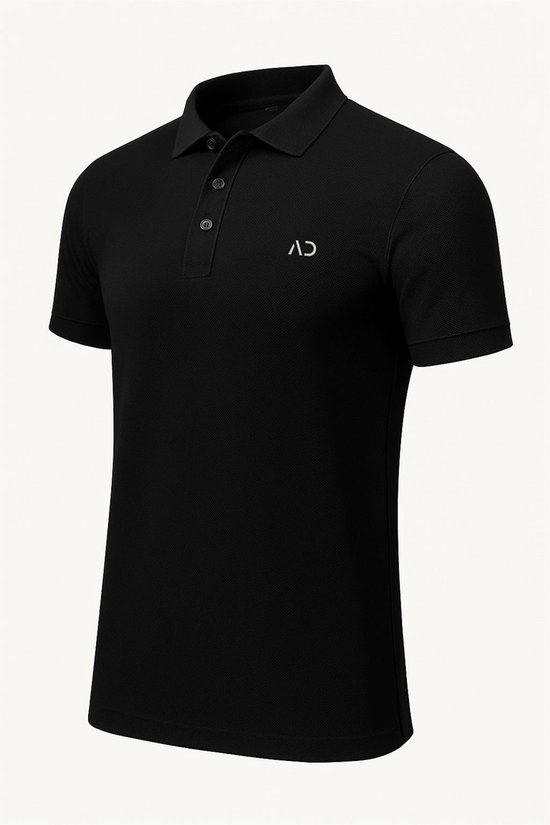 ASTRADAVI Herenmode - Klassiek Poloshirt - Comfortabele pasvorm voor werk of vrije tijd - Zwart / Large