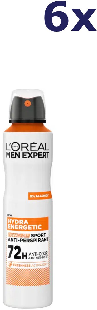 6x L'Oreal Men Expert Deodorant 250ml Hydra Energetic Extreme Sport