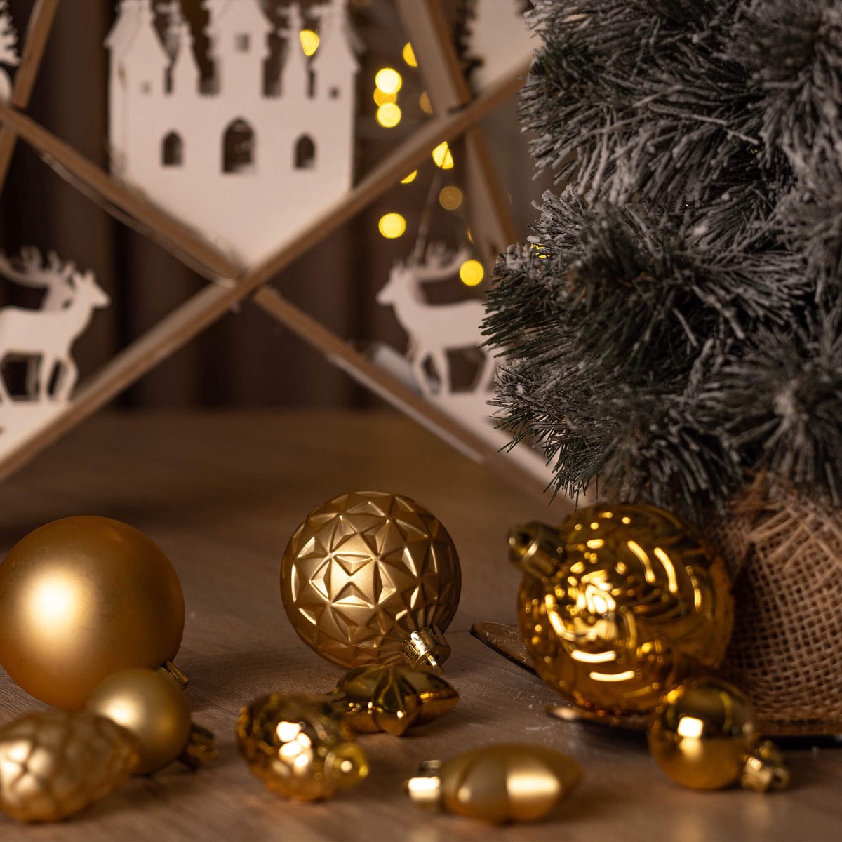 KADAX Kerstballen, van kunststof, set van 60 ballen, kerstballen, kerstboomversiering, kerstdecoratie (goud) – foto 5