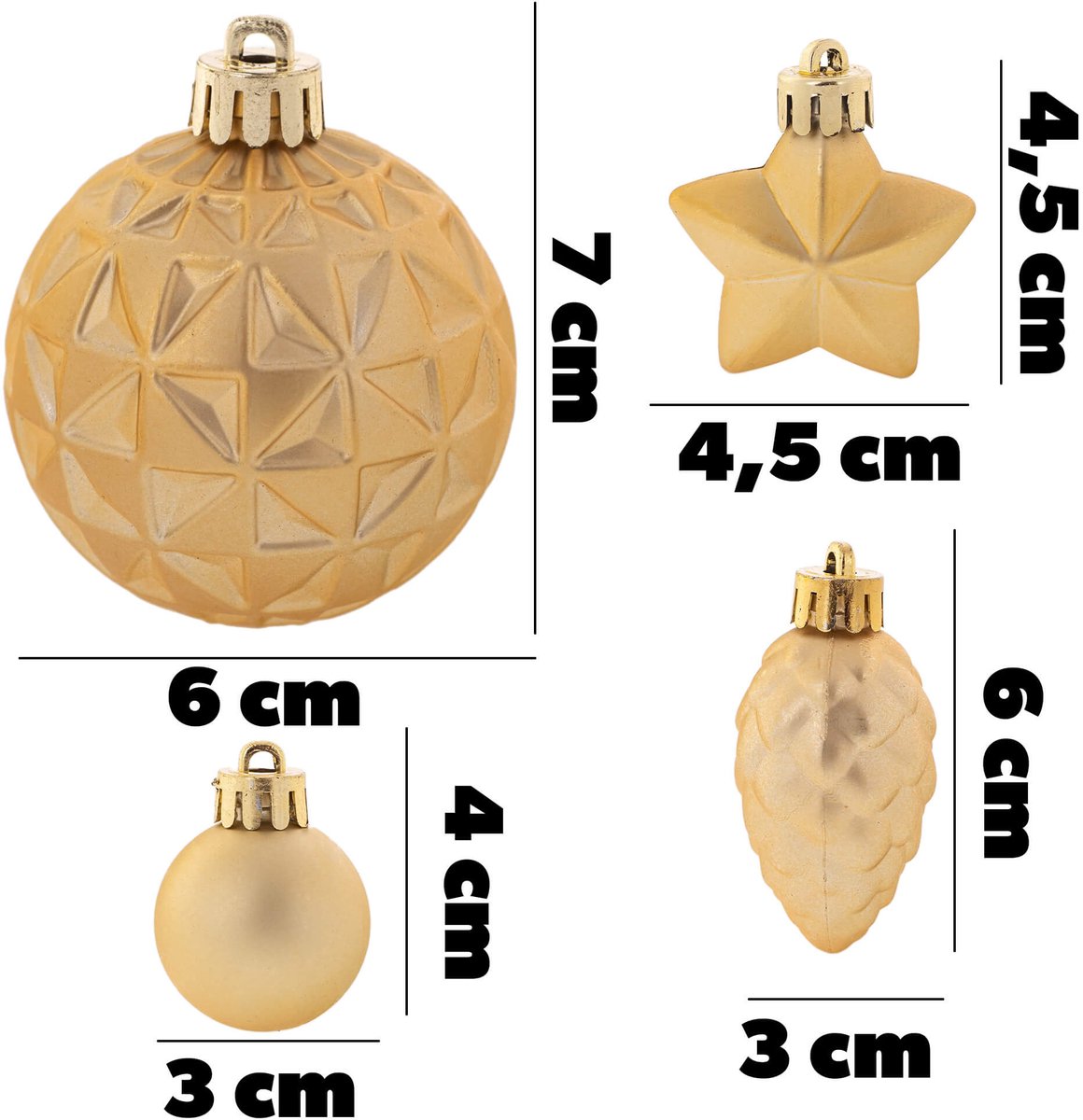 KADAX Kerstballen, van kunststof, set van 60 ballen, kerstballen, kerstboomversiering, kerstdecoratie (goud) – foto 3